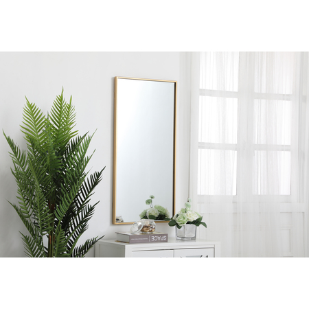 Elegant Decor Metal Frame Rectangle Mirror 18 Inch In Brass MR41836BR